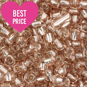 Rocailles Perlen Glas 6/0 (4mm) Silverlined light semolina beige