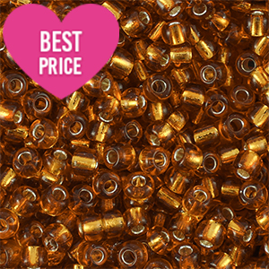Rocailles Perlen Glas 8/0 (3mm) Silverlined copper brown