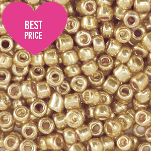 Rocailles Perlen Glas 8/0 (3mm) Metallic shine deep gold 