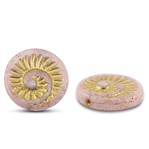 Tschechische Perlen Fossil Shell 18mm Light mauve pink-gold