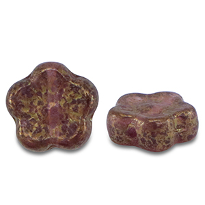 Tschechische Perlen Sunset Flower 10mm Transparent purple-gold