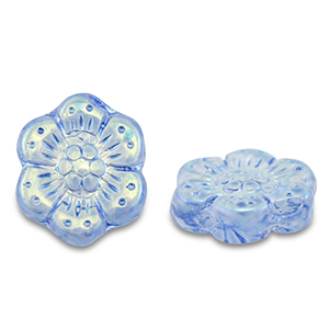 Tschechische Perlen Boho Flower 14mm Transparent blue-AB coating