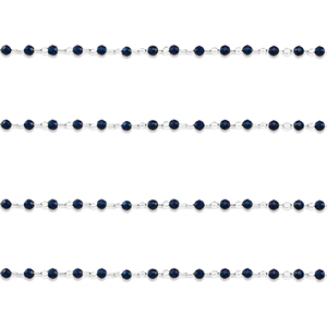 Zubeh&ouml;r aus Stainless Steel - Rostfreiem Stahl Gliederkette Round Silver-dark blue