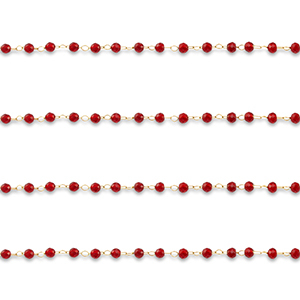 Zubeh&ouml;r aus Stainless Steel - Rostfreiem Stahl Gliederkette Round Gold-red