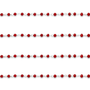 Zubeh&ouml;r aus Stainless Steel - Rostfreiem Stahl Gliederkette Round Silver-red