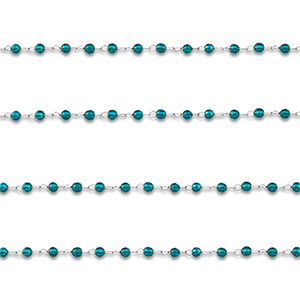 Zubeh&ouml;r aus Stainless Steel - Rostfreiem Stahl Gliederkette Round Silver-turquoise blue