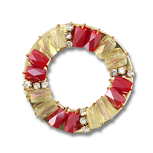 Facetten Anh&auml;nger Round Red-transparent AB-gold