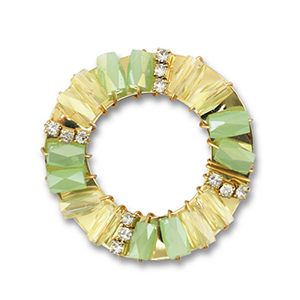 Facetten Anh&auml;nger Round Light green-transparent AB-gold