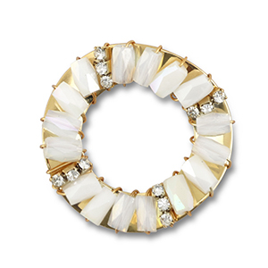 Facetten Anh&auml;nger Round White AB-white transparent AB-gold