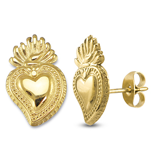 Stainless Steel - Rostfrei Stahl Ohrringe / Ohrstecker Heart Gold