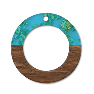 Anh&auml;nger Holz Round Blue transparent-gold-brown
