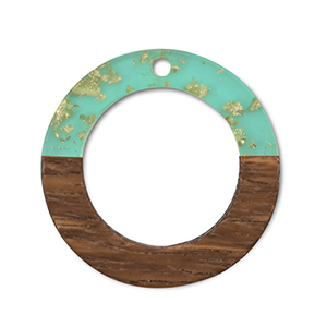 Anh&auml;nger Holz Round Green transparent-gold-brown