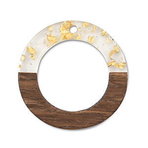 Anh&auml;nger Holz Round Transparent-gold-brown