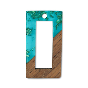 Anh&auml;nger Holz Rectangle Blue transparent-gold-brown