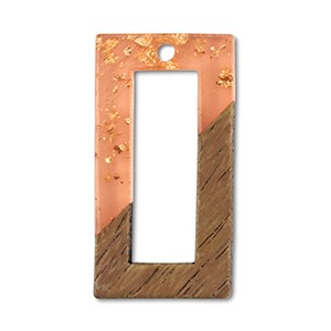 Anh&auml;nger Holz Rectangle Orange transparent-gold-brown