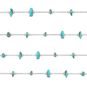 Zubeh&ouml;r aus Stainless Steel - Rostfreiem Stahl Gliederkette Howlit Irregular Silver-turquoise
