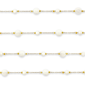 Zubeh&ouml;r aus Stainless Steel - Rostfreiem Stahl Gliederkette Round Gold-off white