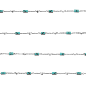 Zubeh&ouml;r aus Stainless Steel - Rostfreiem Stahl Gliederkette Howlit Tube Silver-turquoise