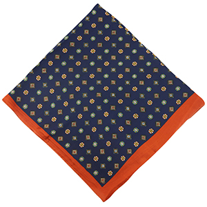 Schal with Paillet Motif Dark blue-copper brown