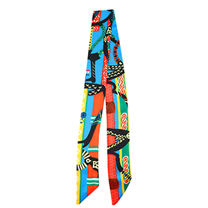 Bandana Schal with Vibrant Print Multicolour-red-blue