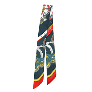 Bandana Schal with Horse Dark grey-red-yellow