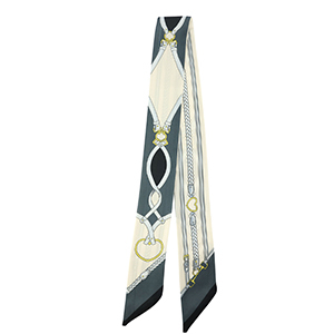 Bandana Schal with Braid Off white-light grey-grey