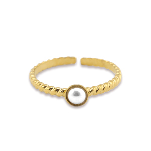 Stainless Steel - Rostfrei Stahl Ringe Pearl Gold-white
