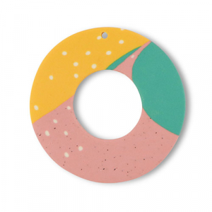 Anh&auml;nger Polymer Round Green-pink-ochre yellow