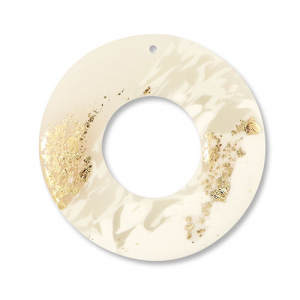 Anh&auml;nger Polymer Round Off white-beige-gold