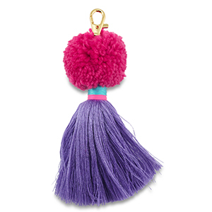 Schl&uuml;sselanh&auml;nger Pompom with Tassel Magenta-purple-blue