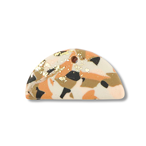 Anh&auml;nger Polymer Semicircle Brown-pink-white-gold