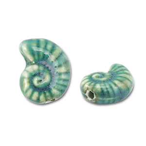 Keramik Perlen Shell Teal blue