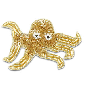 Broschen Octopus Gold-white