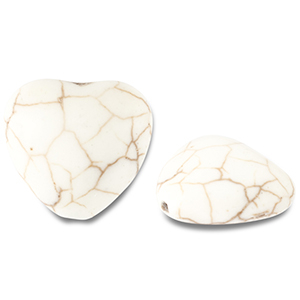 Keramik Perlen Heart Off white