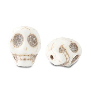 Keramik Perlen Skull Off white