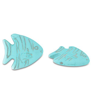 Keramik Perlen Fish Turquoise blue