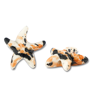 Keramik Perlen Starfish Off white-black-brown
