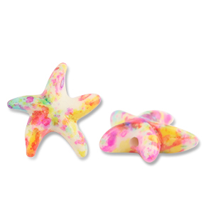 Keramik Perlen Starfish Off white-pink-yellow-blue