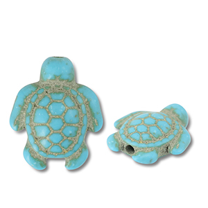 Keramik Perlen Turtle Turquoise blue
