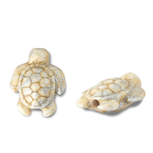 Keramik Perlen Turtle Off white-gold-silver