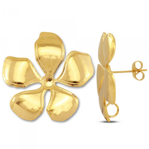 Zubeh&ouml;r aus Stainless Steel - Rostfreiem Stahl Ohrringe / Ohrstecker Flower with loop Gold