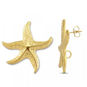 Zubeh&ouml;r aus Stainless Steel - Rostfreiem Stahl Ohrringe / Ohrstecker Starfish with loop Gold
