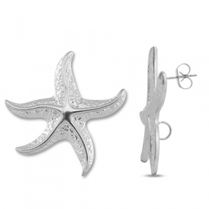 Zubeh&ouml;r aus Stainless Steel - Rostfreiem Stahl Ohrringe / Ohrstecker Starfish with loop Silver