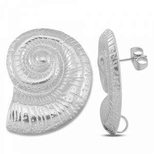 Zubeh&ouml;r aus Stainless Steel - Rostfreiem Stahl Ohrringe / Ohrstecker Shell with loop Silver
