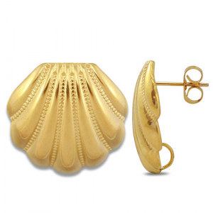 Zubeh&ouml;r aus Stainless Steel - Rostfreiem Stahl Ohrringe / Ohrstecker Shell with loop Gold