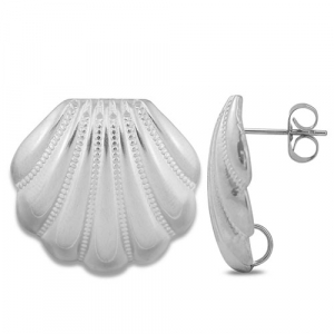 Zubeh&ouml;r aus Stainless Steel - Rostfreiem Stahl Ohrringe / Ohrstecker Shell with loop Silver