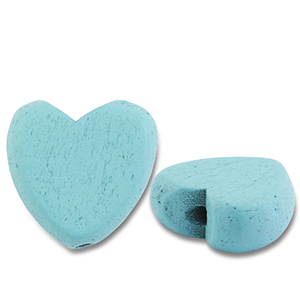 Holz Perlen Heart Light blue