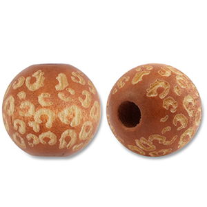 Holz Perlen 16mm Round Pattern Light brown-natural