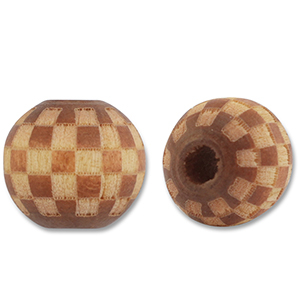 Holz Perlen 10mm Round Pattern Brown-natural