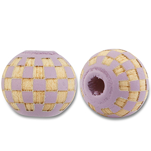 Holz Perlen 10mm Round Pattern Light purple-natural